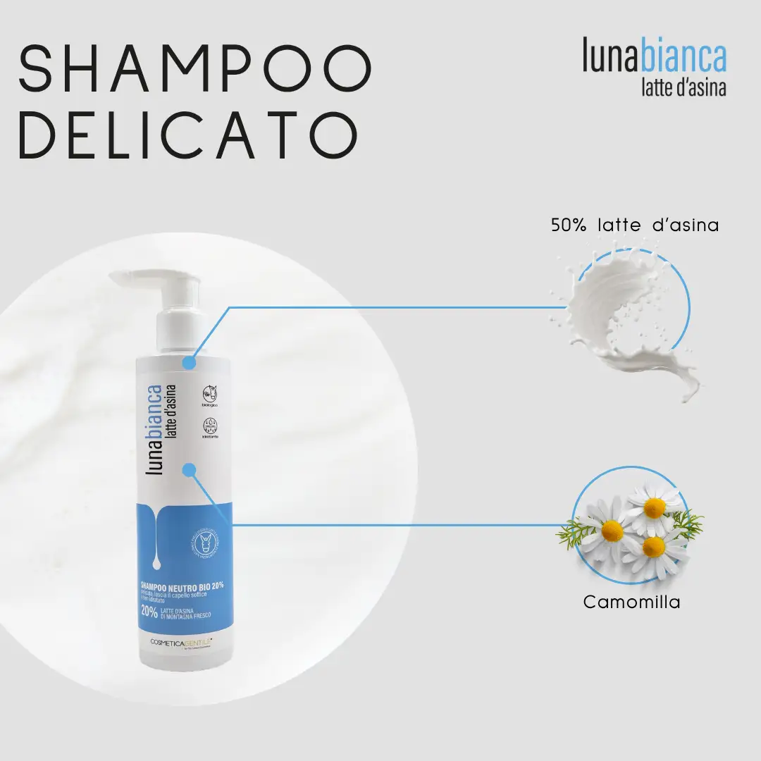 ingredienti lunabianca shampoo delicato latte d asina cosmetica gentile biologico camomilla