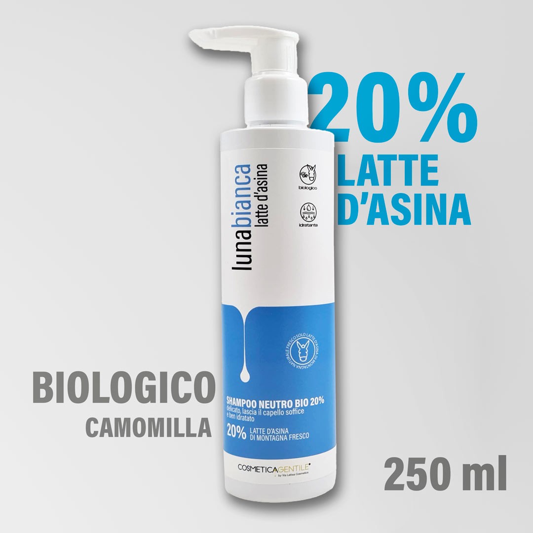 Shampoo al latte d'asina 20% detergente e idratante e camomilla