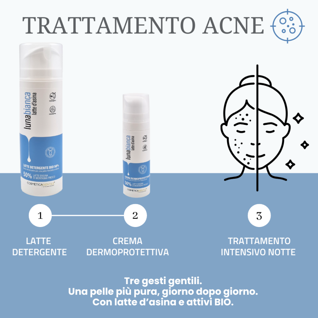 skincare routine pelle acneica crema dermoprotettiva lunabianca